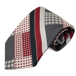 Vintage Retro Red Black Gray 60's 70's Necktie Neck Tie